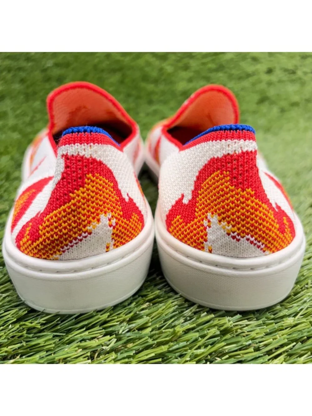 Rothy's The Kids Flame Fire Boys Size 3Y White Red Casual Slip On Flats Shoes